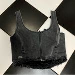 Ksubi Crimez Corset X Rated Crop Top Washed Denim Black Dark Grey Coquette sz L Photo 8
