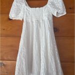 Lulus  White Eyelet Embroidered Babydoll Dress Puff Sleeve Sweetheart Neck Sz XS Photo 2