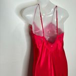 Victoria's Secret Vintage Victoria’s Secret Y2k Silky Slit Red Maxi Slip Dress Rosette Lace Medium Photo 4