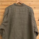 Chico's 3/XL Cropped Linen Lagenlook Olive Green Button Front Lighteight Jacket Photo 7
