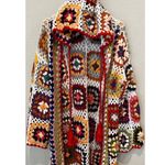 SAACHI Granny Hooded Square Crochet Ruana kimono cardigan One Size Size L Photo 5