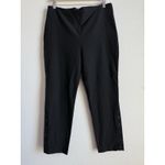Chico's Women Black Ponte Knit Slim Leg Ankle Pull On Pant Button Detail Size 14 Photo 2
