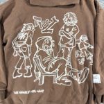 Aelfric Eden  We Vaguely Feel Many Hoodie Brown Anime Grafiti Drop Shoulder Cozy Photo 2