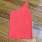 Staccato  Women's One Shoulder Knit Top Coral Ribbed Sleeveless‎ Tank Size Large Photo 2