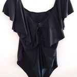MAXMODA Ruffle Front Open Back Bathing Suit Swimsuit Black XXL Photo 0
