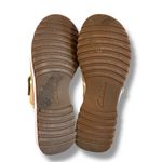 Clarks  Canvas Tan And White Hook And Loop Stripe Slide Women's Size 9M Slip On Photo 10