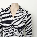 Tiger Mist [] Ryanna Zebra Print Collared Ruched Long Sleeve Mini Dress Sz Small Photo 5