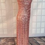 Aidan Mattox Aidan by Champagne Pink Sequin Side-Slit Lined Maxi Gown Size 4 Photo 4