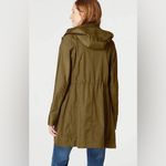J Jill Olive Green Trench Coat Rain Jacket Removable Hood Zip Pockets Utility XS Photo 14