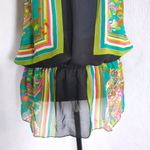 Vintage Sheer Scarf Tiered Blouse Top Green Photo 2