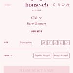 House Of CB House‎ of CB Cai Ecru Trousers cream tan NWOT size XL longer length Photo 11