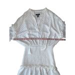 AQUA  White With Gold Foil Polka Dots Ruffled Mini Dress Photo 8