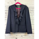 Women's Lauren Ralph Lauren Black Ruffle Blazer Plus Size 14 Photo 1