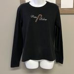 Source Unknown Black Christmas Thin Sweatshirt with Happy Holidays with Metallic Candy Cane- XL Photo 3