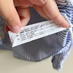 ZARA  Trafaluc White Blue Striped Blouse Buttons‎ Up Embroidered Size XS Photo 4