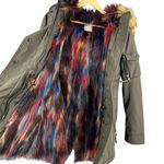 S13 Parka Coat Olive Green Rainbow Faux Fur Hood Zip Up Estimated Small Photo 0