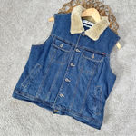 Tommy Hilfiger Fur Lined Sherpa Denim Blue Jean Vest Western Y2K Vintage Size L Photo 0