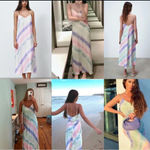 ZARA  Satin Effect Rainbow Pastel Tie Dye Midi Dress Size XL Photo 4