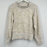 Anthropologie Nina Velvet Soft Sweater Ivory Paisley Women's Size Large Photo 1