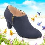 Journee Collection new  ᪥ Sanzi Zipper Ankle Booties ᪥ Navy Vegan Suede ᪥ 8.5M Photo 1