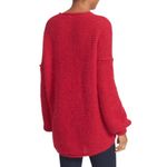 Free People All Mine Cotton Alpaca Blend Raspberry Red V-Neck Oversized Sweater Photo 1