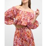 ALC Frank NEW NWT A.L.C. Katherine Printed Off-The-Shoulder Crop‎ Top Medium Linen Resort Photo 1