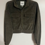 Aerie  Green Ribbed Corduroy Zip Up‎ Women's Cropped Jacket Size Medium Photo 0