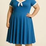 Unique Vintage  Gwynnie Bee Contrast Trim Blue Dress,‎ 5X Photo 0