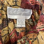 Vintage Pat Argenti Women Silk Skirt 12 Floral Pleated Artsy Midi Grandma Modest Orange Photo 1