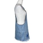 Forever 21 Women's Embroidered Floral Blue Denim Skirt Overall Pockets Sz Large Photo 4