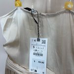 ZARA  Ivory Satin Effect Beaded strapless dress Size small classic side slit NWT Photo 5