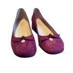 Burgundy Suede Ballet Flats with Bow Detail Elegant Luxury 7 leather sole Red Photo 2