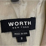 Worth Women Top Zip Up Belted Waist Vest Striped Linen Blend Workwear Tan Size 2 Photo 4