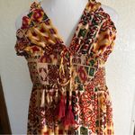 Dress Forum  Los Angeles Boho Tiered Smocked Bodice Mosaic Aztec Maxi Dress Large Photo 6