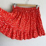 ZARA  floral ruffle smocked waist skirt red Sz medium Photo 3
