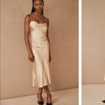 Sachin + Babi NWT Winter Slip Dress in Gold Size 8 Satin Tie Back Photo 5