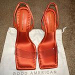 Good American  Womens Orange Slingback Heels stunning stoneware crystal PVC Satin Photo 1