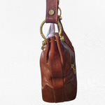 Vintage Cognac Brown Italian Leather Hobo Bag Marino Orlandi Plaid Lined Purse Photo 8