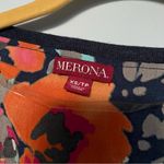 Merona  Navy Blue Colorful Floral Back VNeck Cardigan Sweater Size XS Photo 4