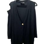 Chico's Travelers Black Cold Shoulder Tunic Blouse Outer Piece Size 1 Medium Photo 0