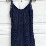 NWT V Christina Womens Dress Navy Blue Crochet Sleeveless Mini Medium Photo 0