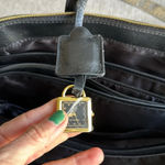 Joy & Iman Black Leather Tote Large Shoulder Bag Best Friend Satchel Top Handles Gold Photo 8