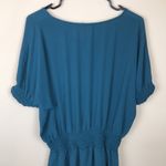Floreat Women’s Azriel Teal Blue Dolman Sleeve Ruched Waist Tunic Mini Dress Size 10 Photo 5