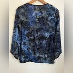 Top dark blue beaded Slit sleeveses stretchy whimsical artsy Black Size M Photo 2