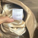 Margaret Godfrey Womens Gold Leather Skirt Size 12 Front Tie Raw Hem Lined EUC Photo 8