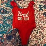 Private Party “Bride or Die” Red One Piece Swimsuit Photo 0