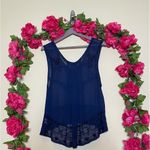 Free People  Navy Blue Sheer Beaded Run With It Tank Top Photo 7