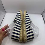J.Crew  Striped Espadrilles Flats Pull On White Blue Size 8 Coastal summer Photo 5