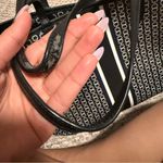 Tory Burch Gemini Link Canvas Tote Navy Black Striped Chain Print Large Bag Photo 8