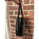 Vintage IFO New York Croc Embossed Patent Leather Bag Black Formal Photo 2